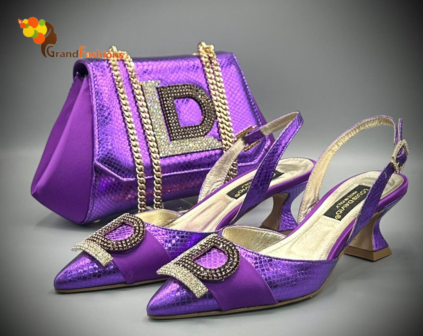 Queen Afola Italian Designer Luxury Shoe with matching purse set