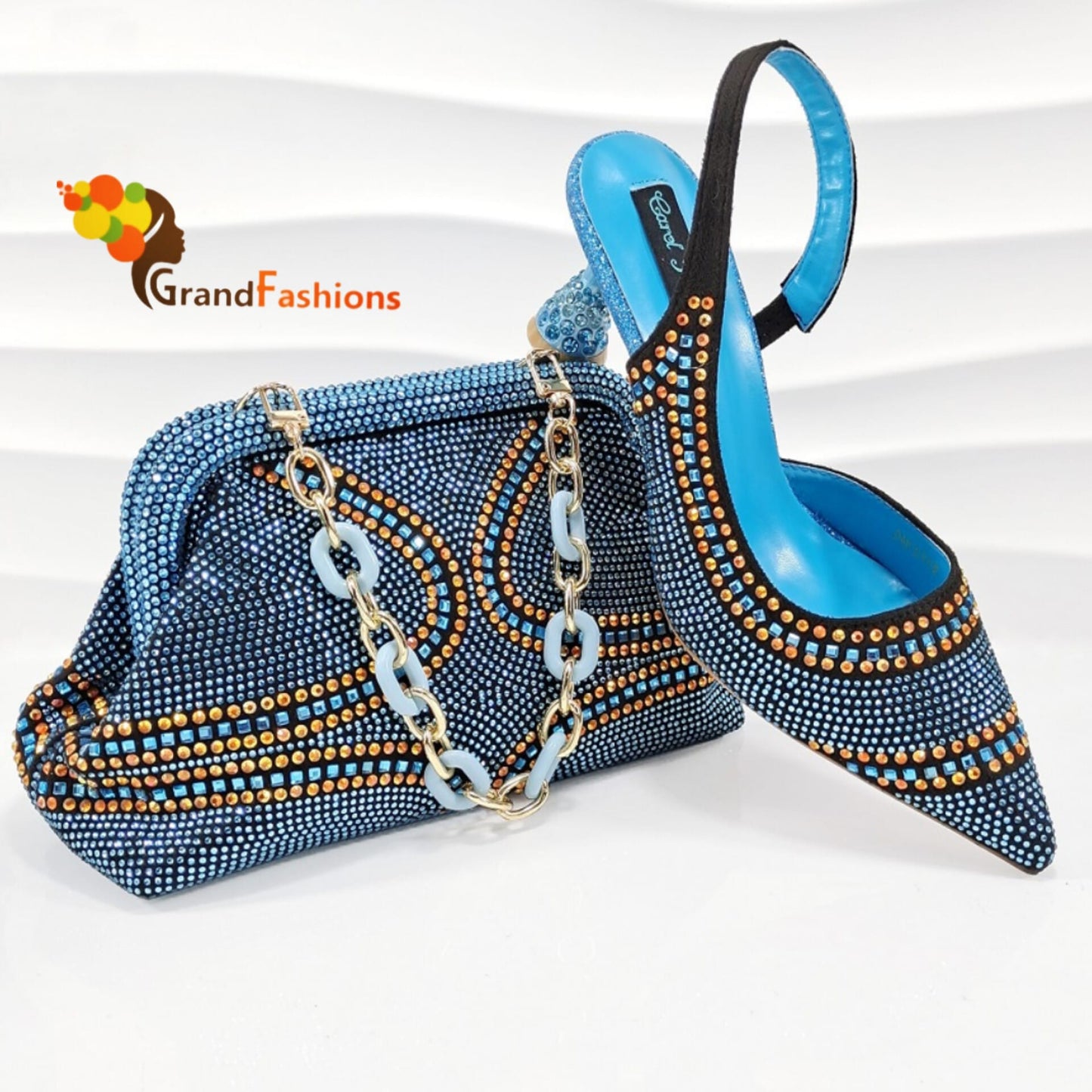 Queen Julia Women's Preminum Shoe & Bag Set with Rhinestone