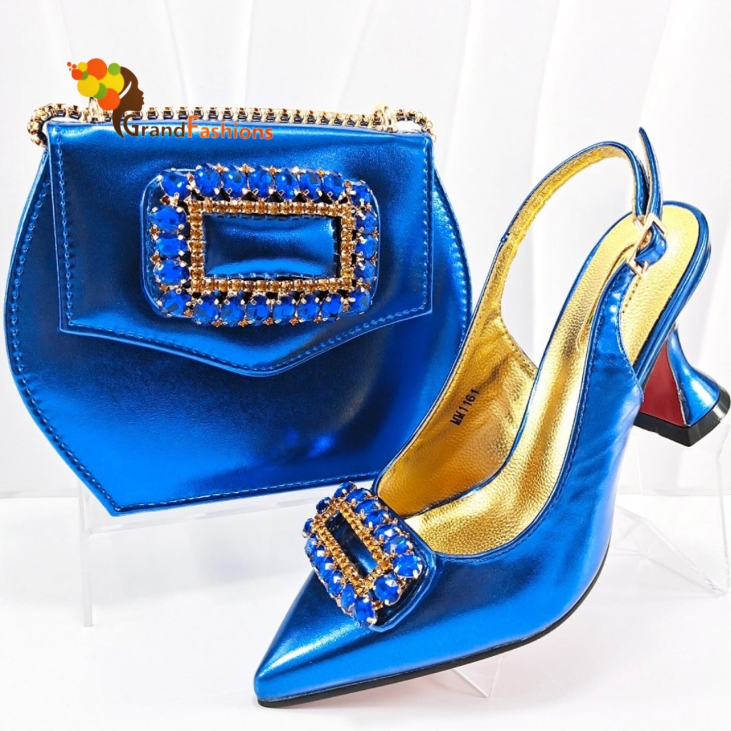 Queen Frances Women's Preminum Shoe & Bag Set with Rhinestone