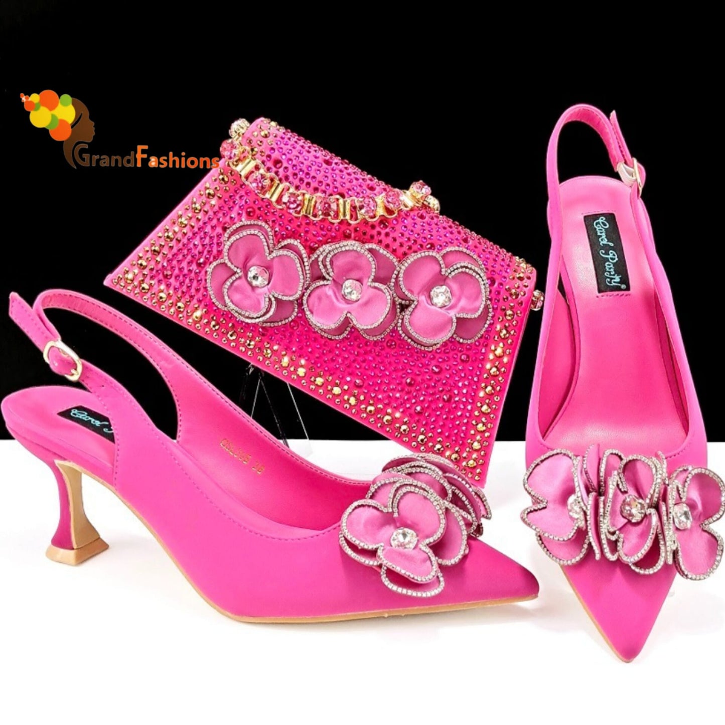 Queen Olivia Women's Preminum Shoe & Bag Set with Rhinestone