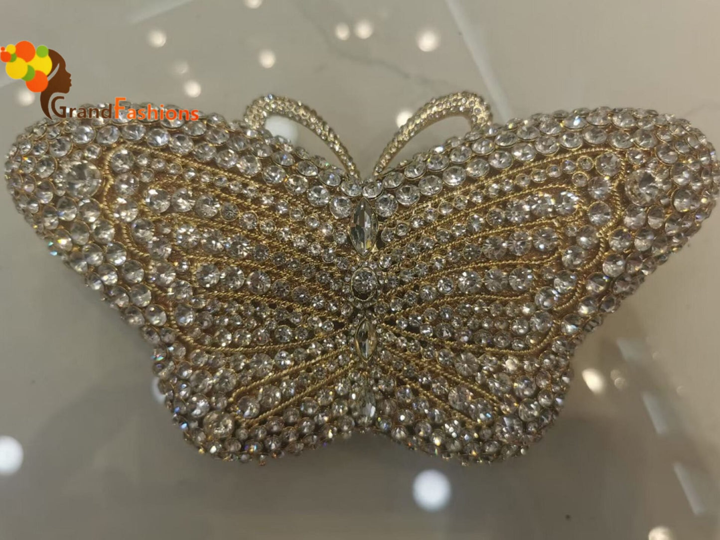 Queen Emily Luxury Women's AAA Rhinestone Butterfly Evening Clutch