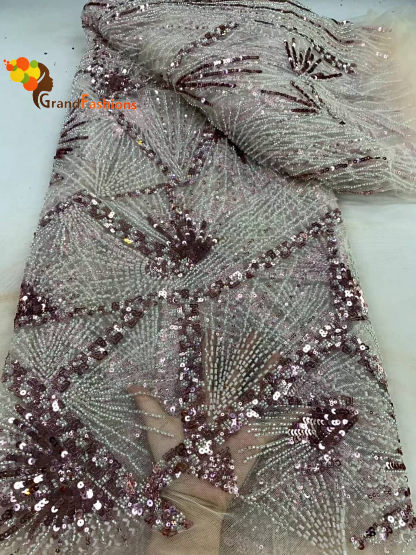 Queen Latris Women's Luxury Beads & Sequins Tulle Lace