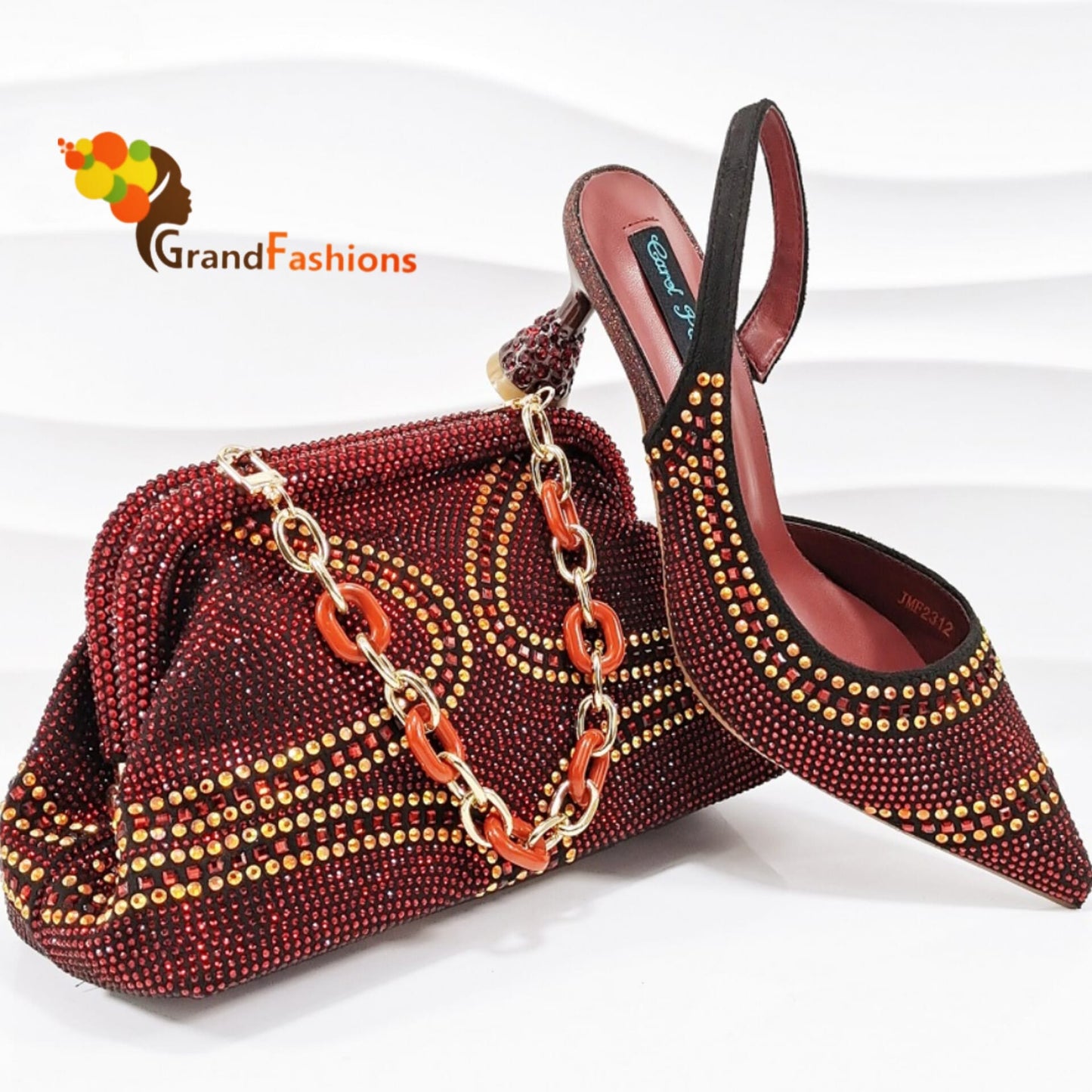 Queen Julia Women's Preminum Shoe & Bag Set with Rhinestone