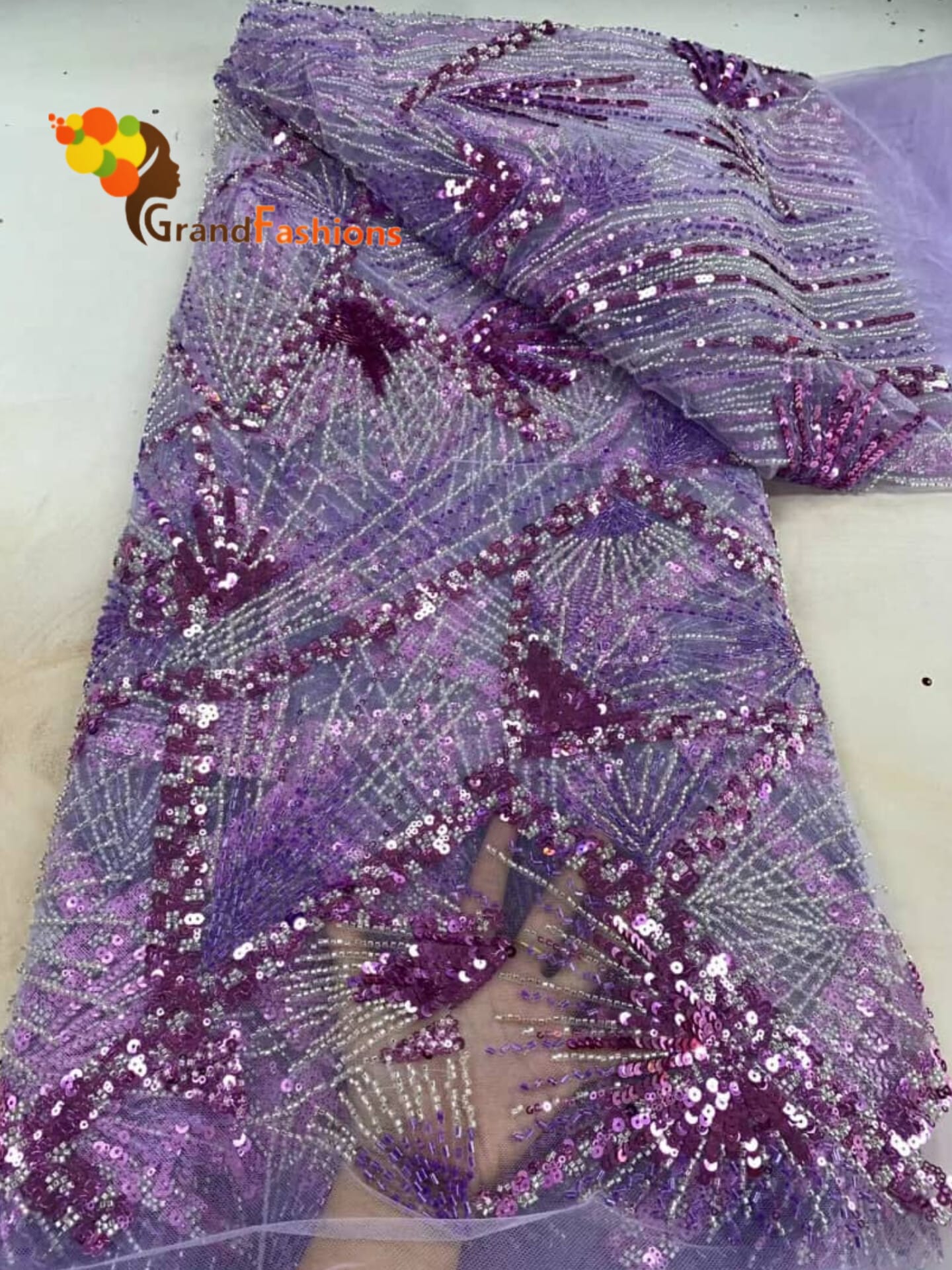 Queen Latris Women's Luxury Beads & Sequins Tulle Lace