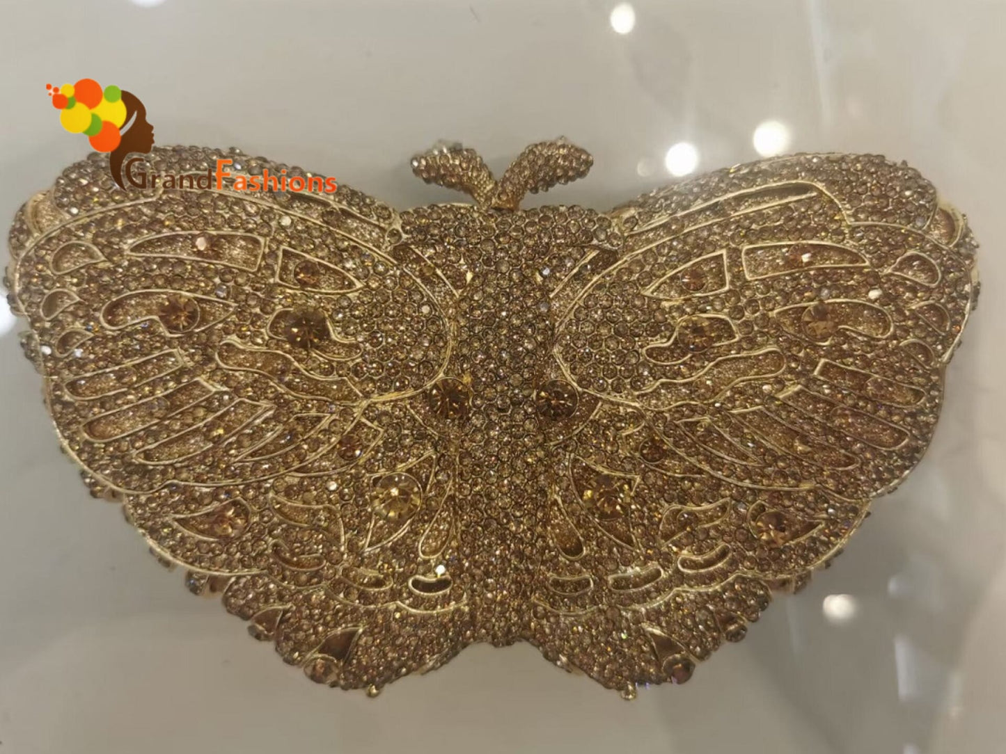 Queen Emelia Luxury Women's AAA Rhinestone Butterfly Evening Clutch