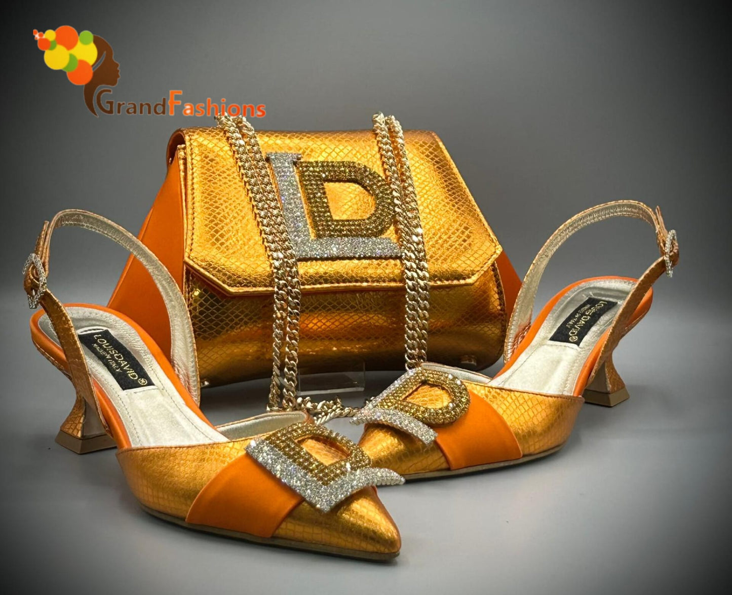 Queen Afola Italian Designer Luxury Shoe with matching purse set