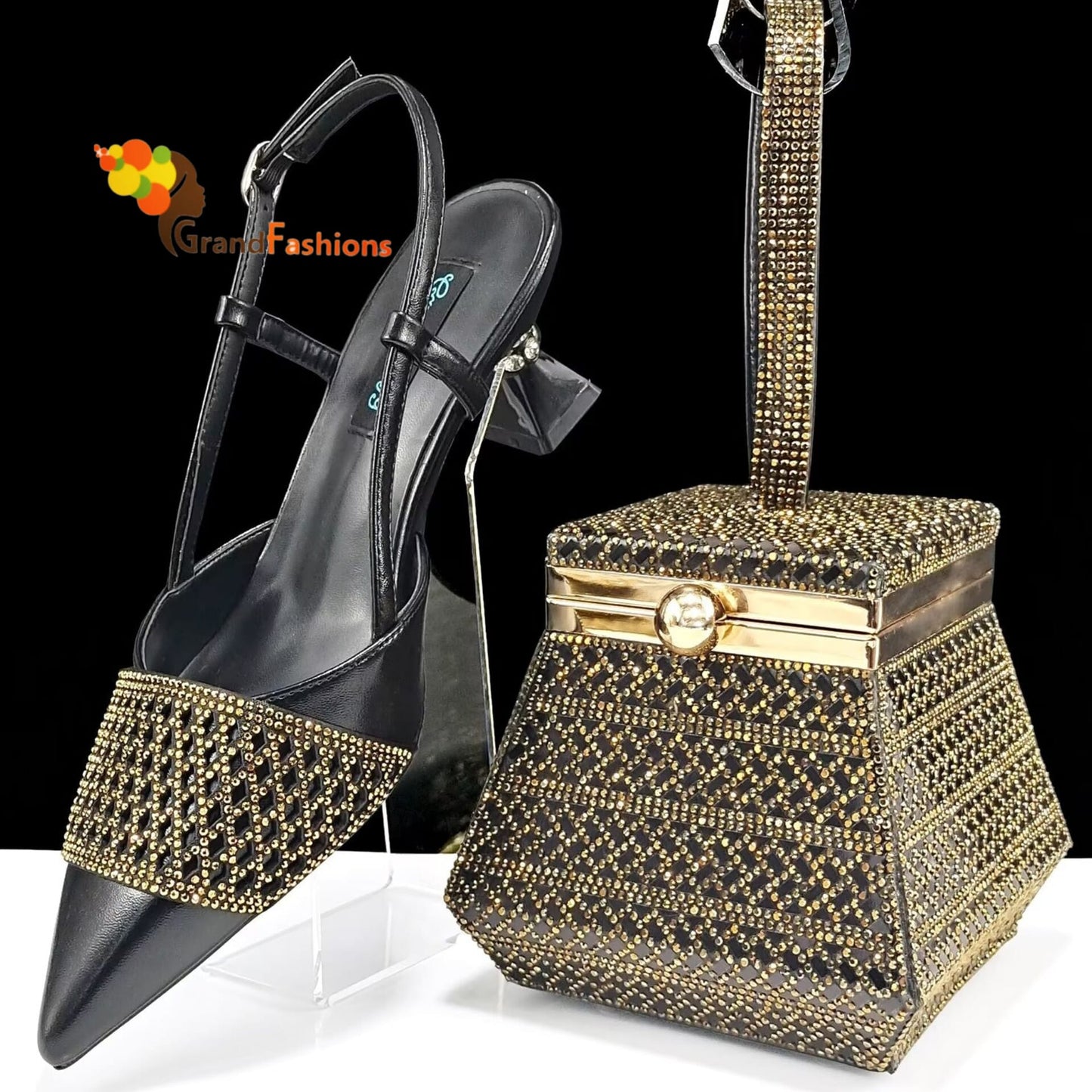 Queen Grace Women's Preminum Shoe & Bag Set with Rhinestone