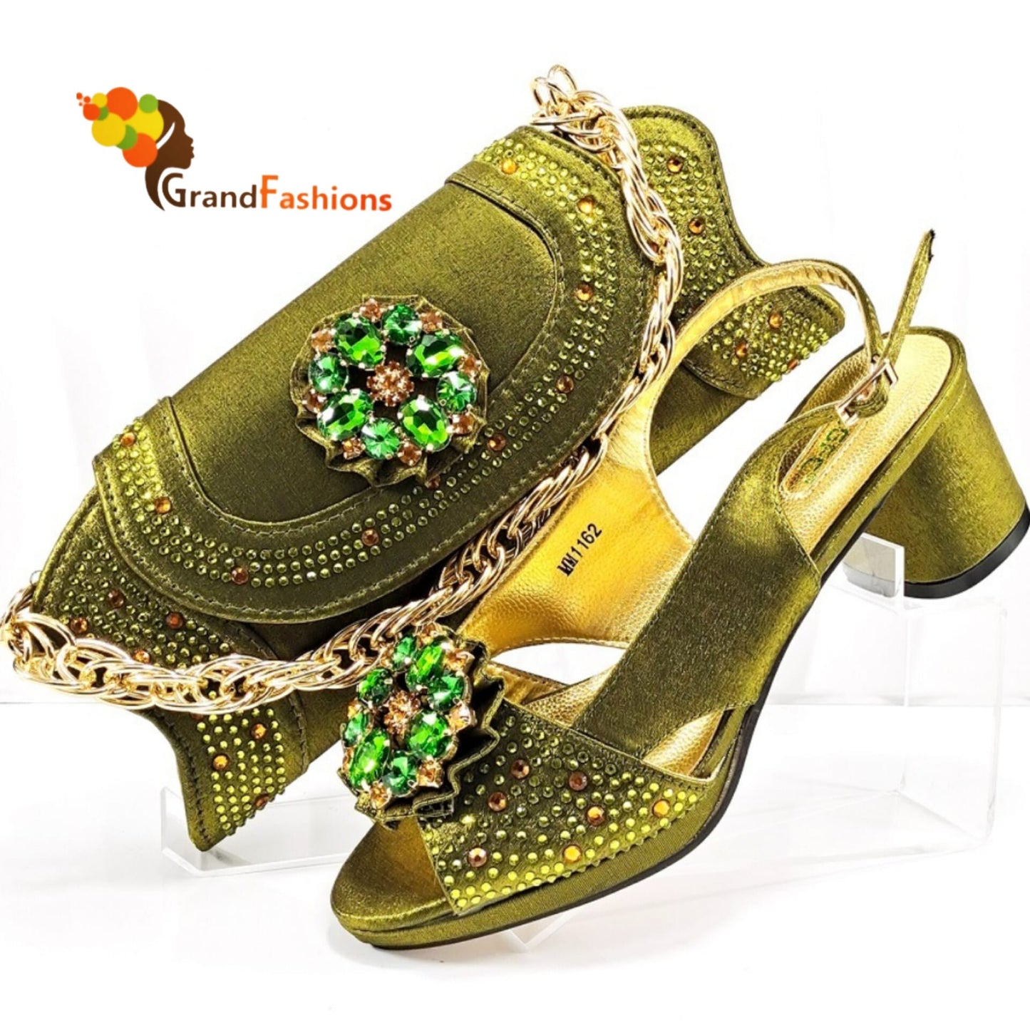 Queen Hadiza Women's Preminum Shoe & Bag Set with Rhinestone