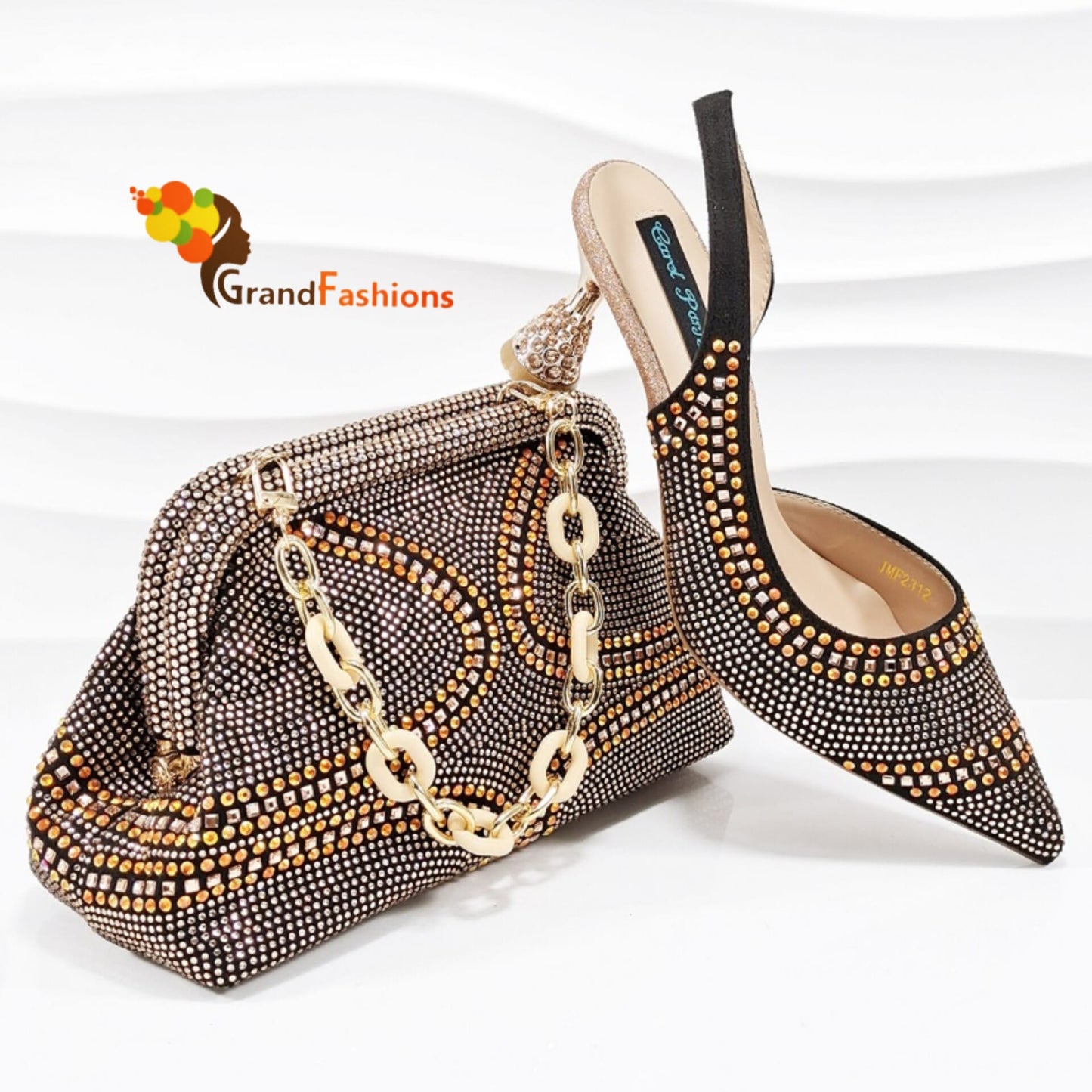 Queen Julia Women's Preminum Shoe & Bag Set with Rhinestone