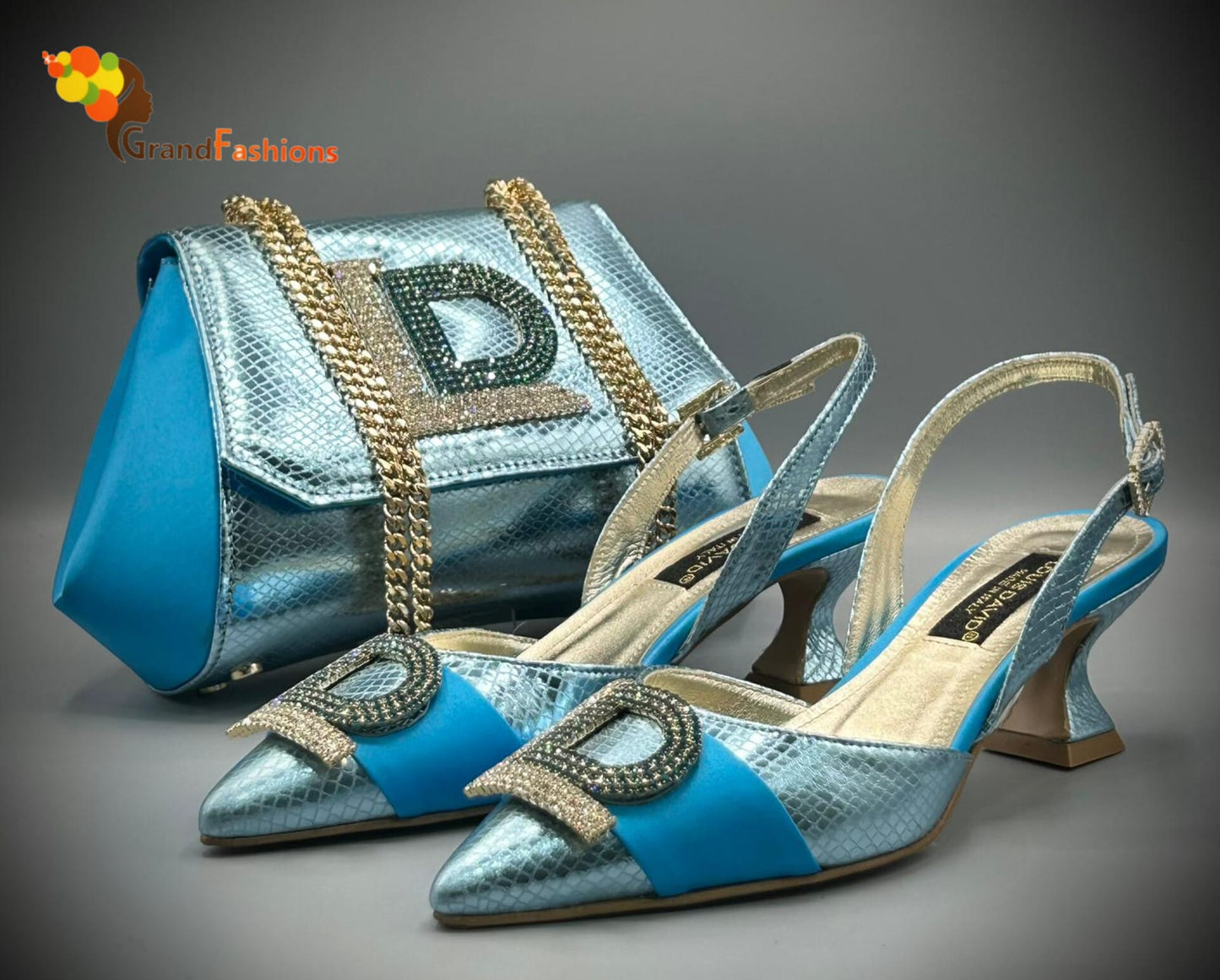 Queen Afola Italian Designer Luxury Shoe with matching purse set