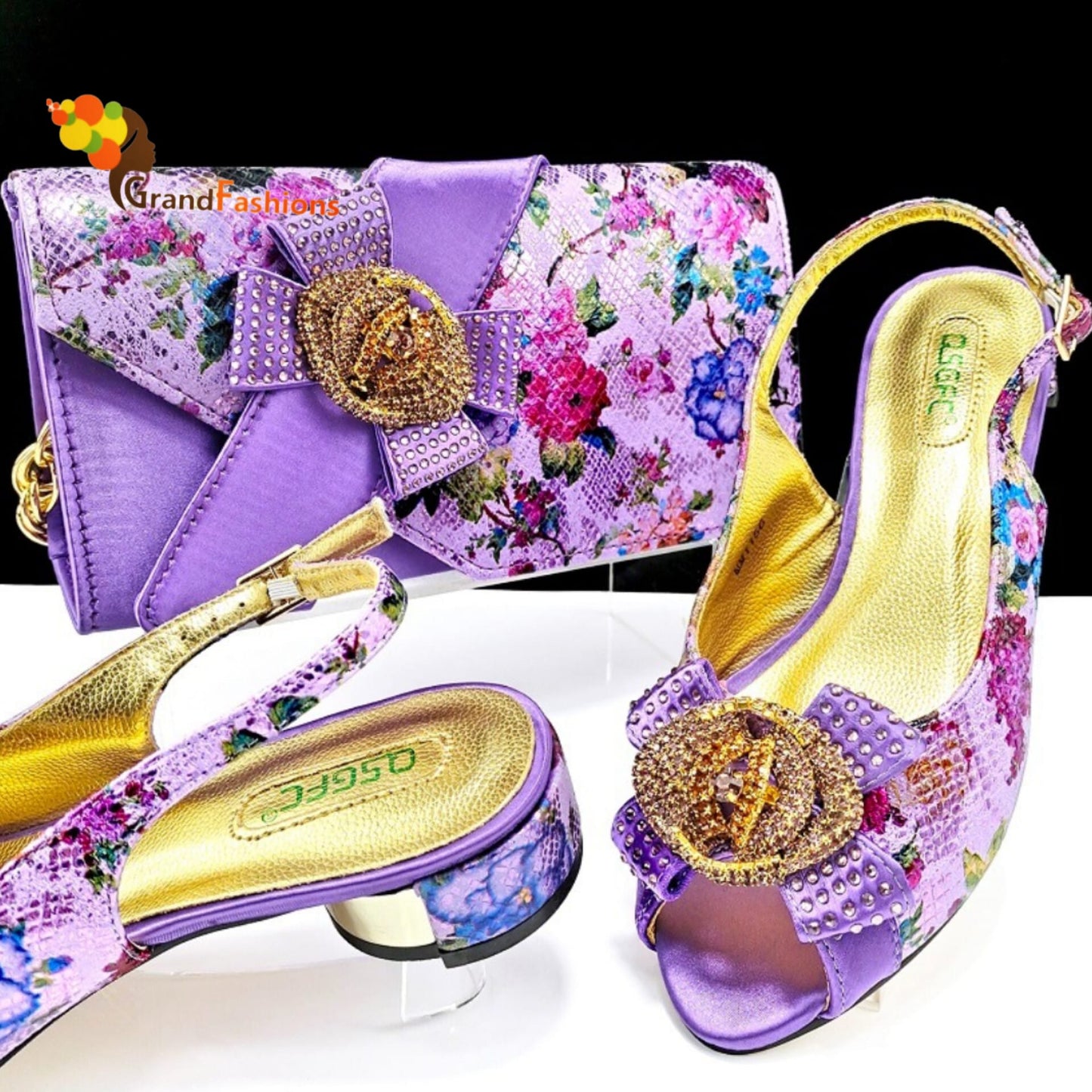 Queen Kesley Women's Preminum Shoe & Bag Set with Rhinestone