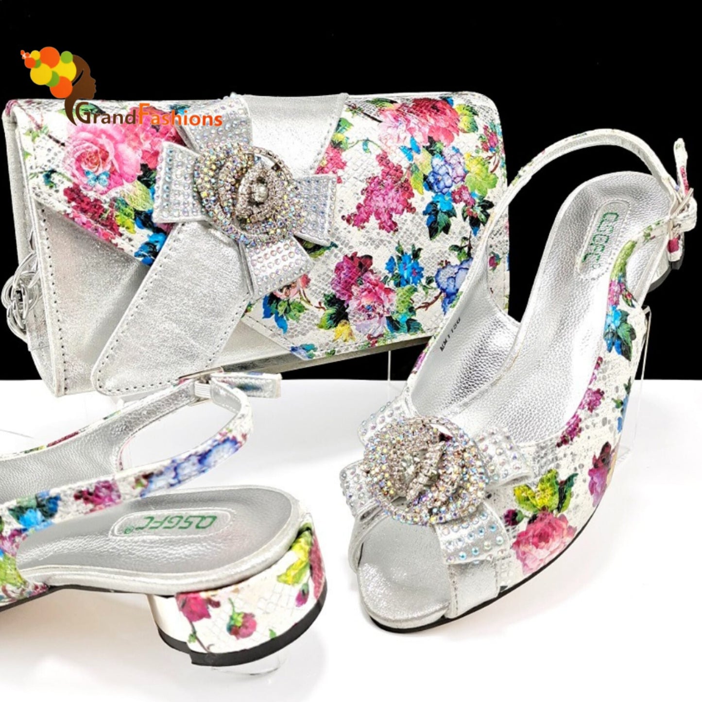 Queen Kesley Women's Preminum Shoe & Bag Set with Rhinestone