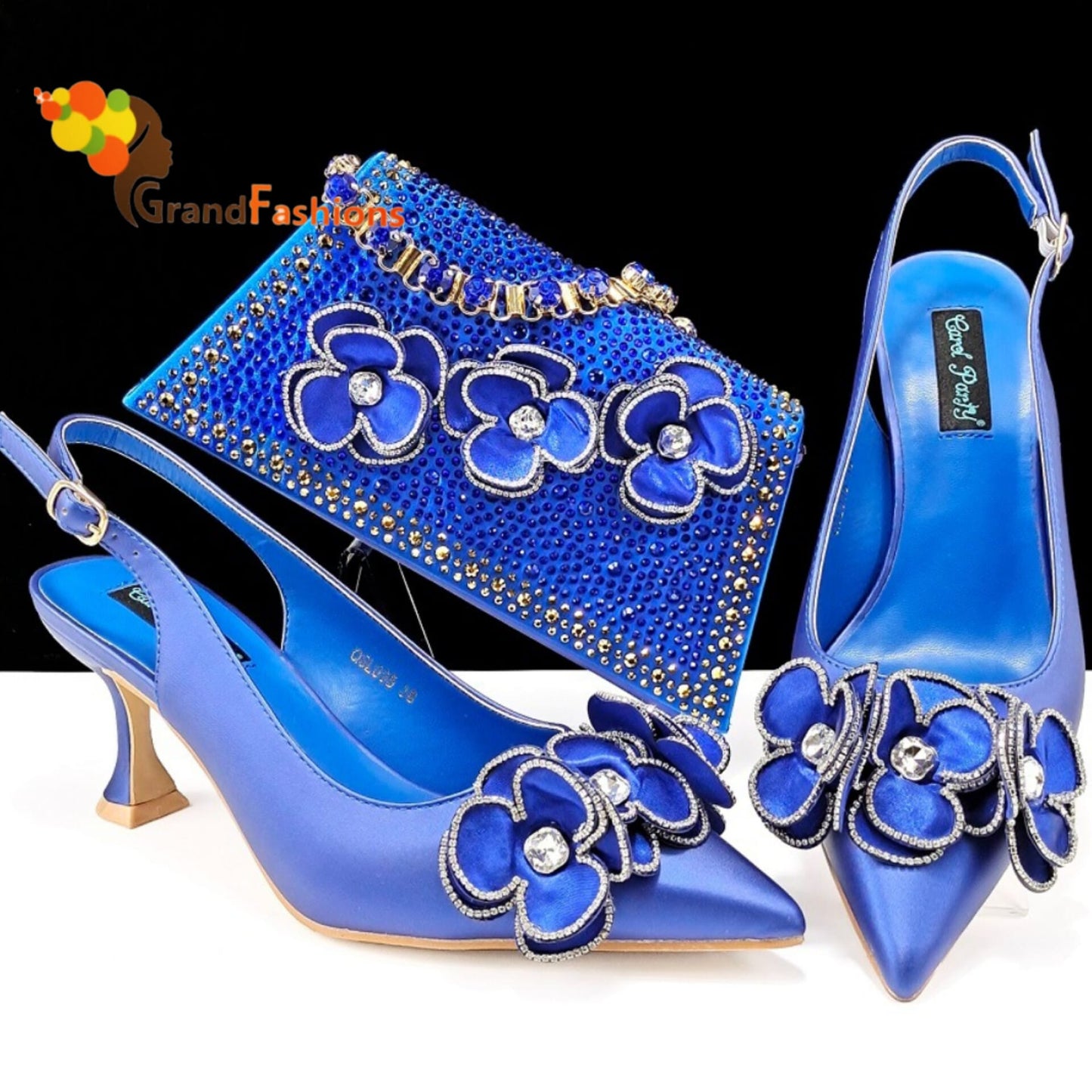 Queen Olivia Women's Preminum Shoe & Bag Set with Rhinestone