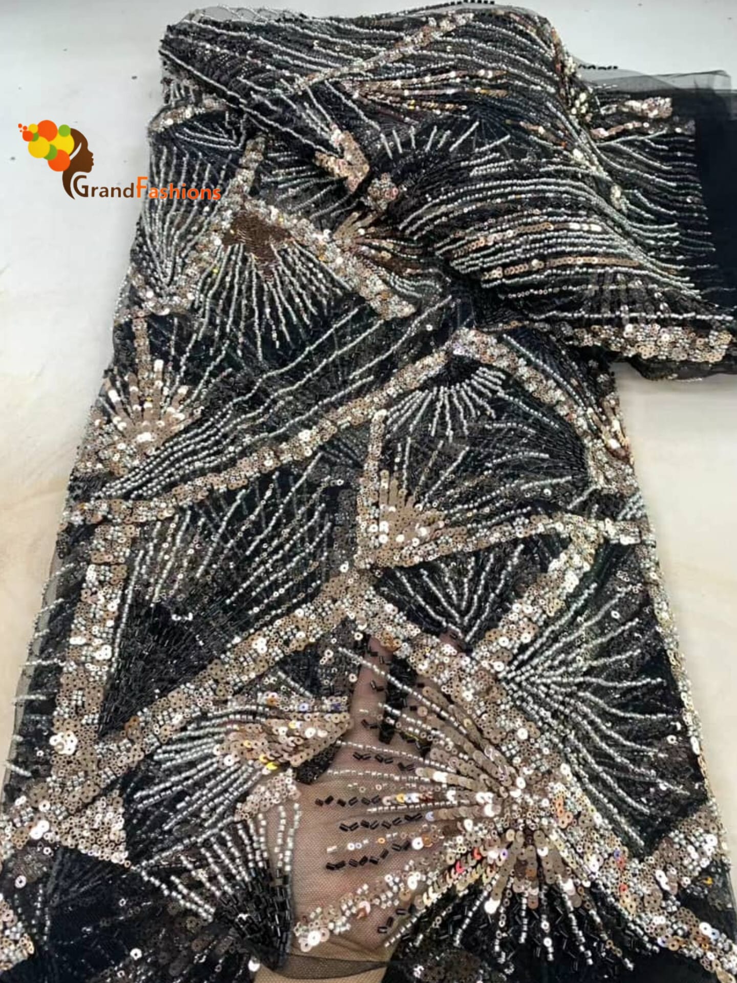 Queen Latris Women's Luxury Beads & Sequins Tulle Lace