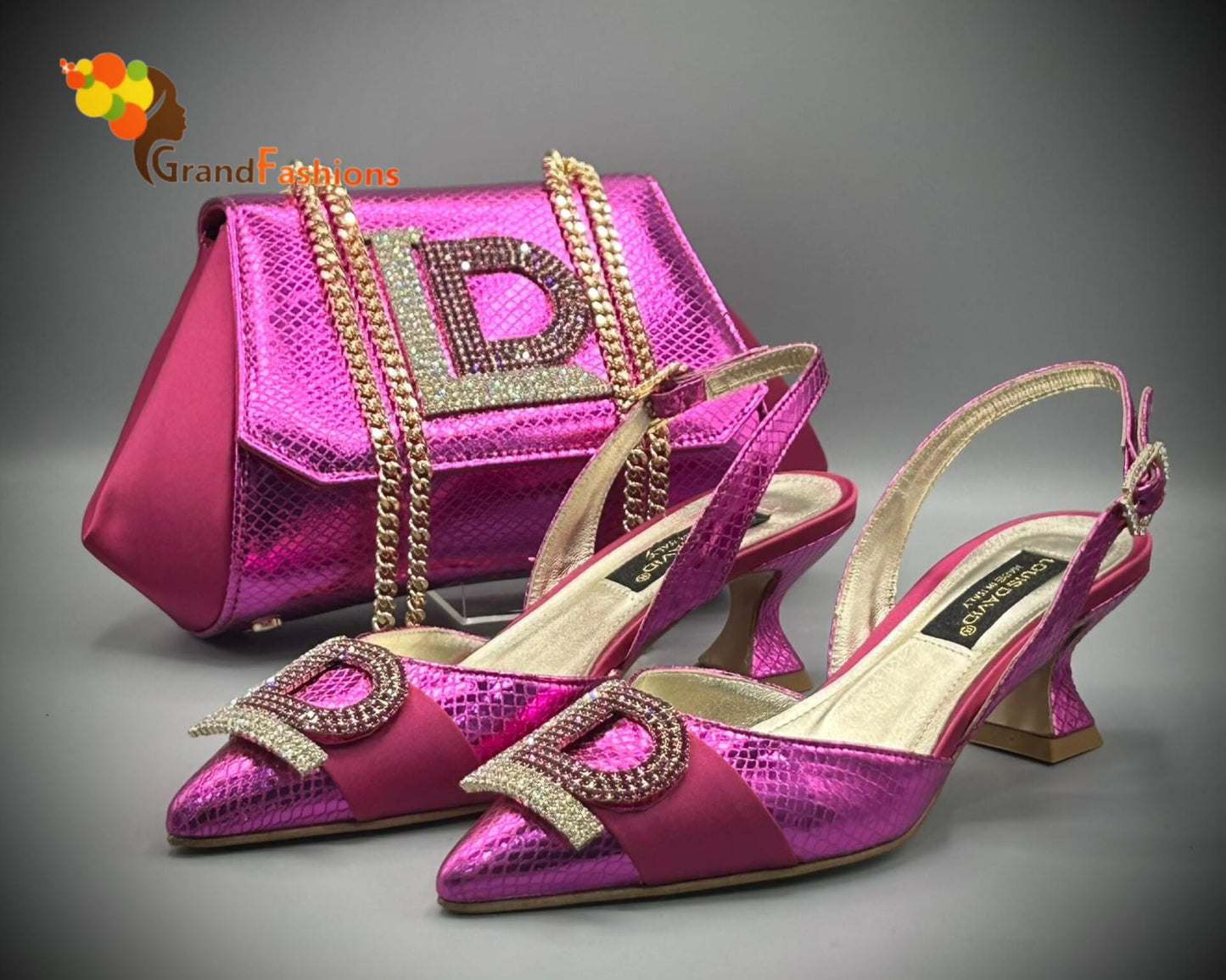 Queen Afola Italian Designer Luxury Shoe with matching purse set