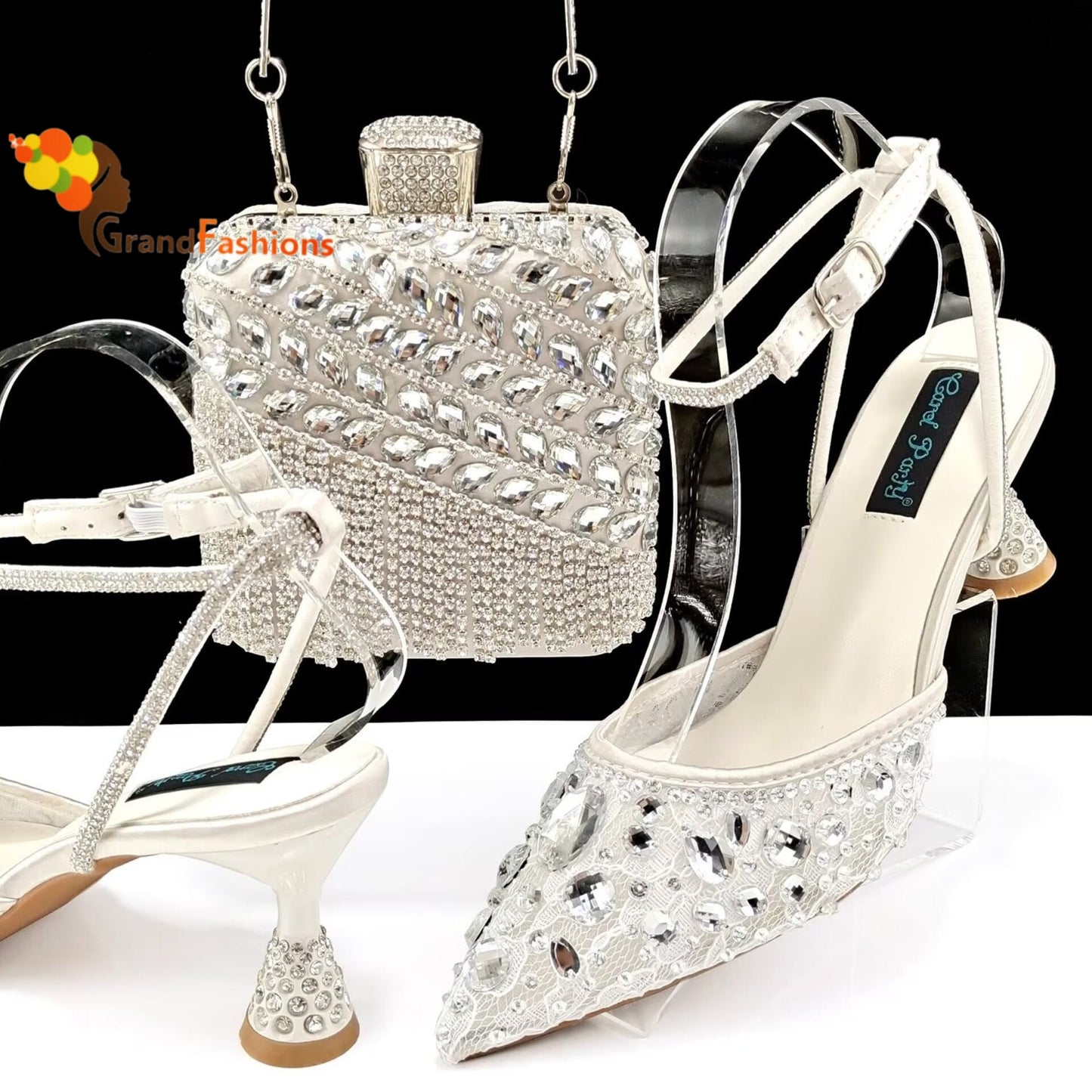 Queen Blodsom Women's Preminum Shoe & Bag Set with Rhinestone