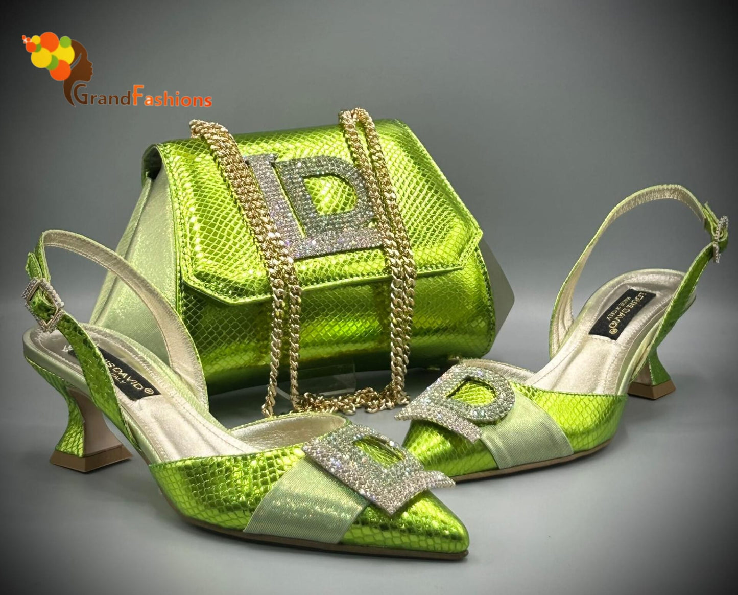 Queen Afola Italian Designer Luxury Shoe with matching purse set