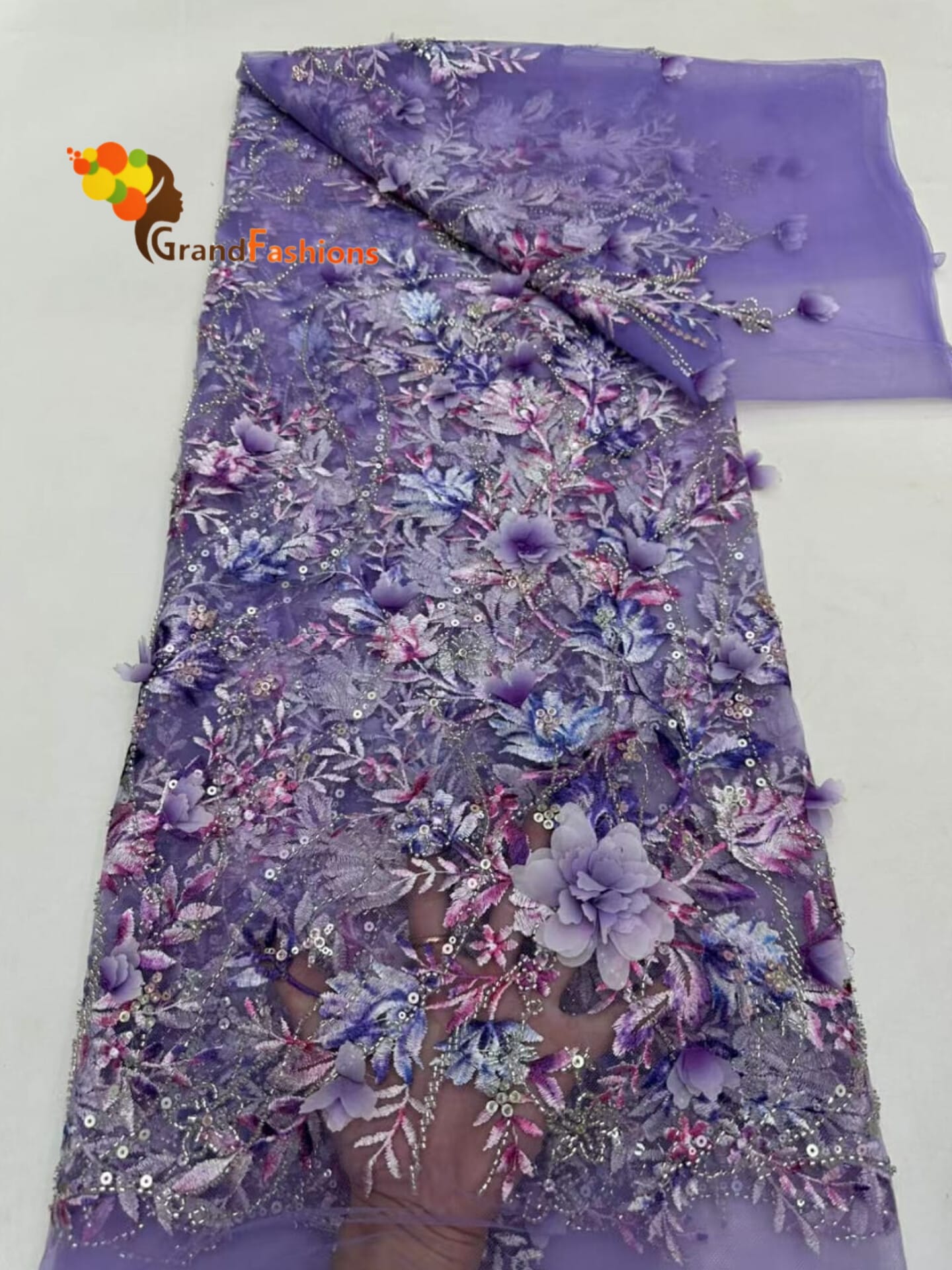 Queen Elizabeth Women's Luxury Beads & Sequins French Lace With 3D Flowers