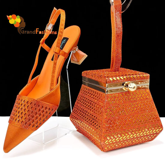 Queen Grace Women's Preminum Shoe & Bag Set with Rhinestone