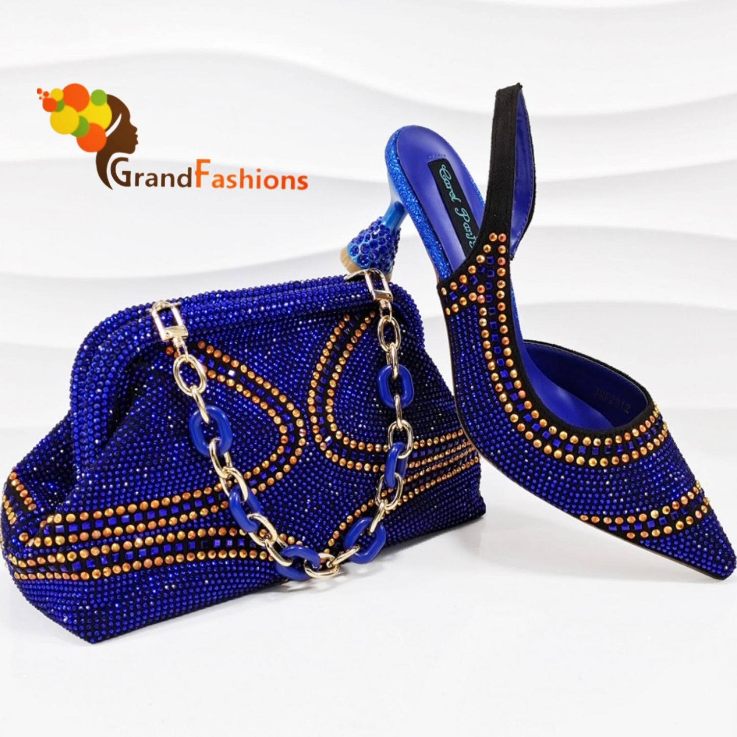 Queen Julia Women's Preminum Shoe & Bag Set with Rhinestone