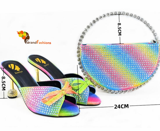 Queen Sacha Women's Preminum Sandal & Bag Set with Rhinestone