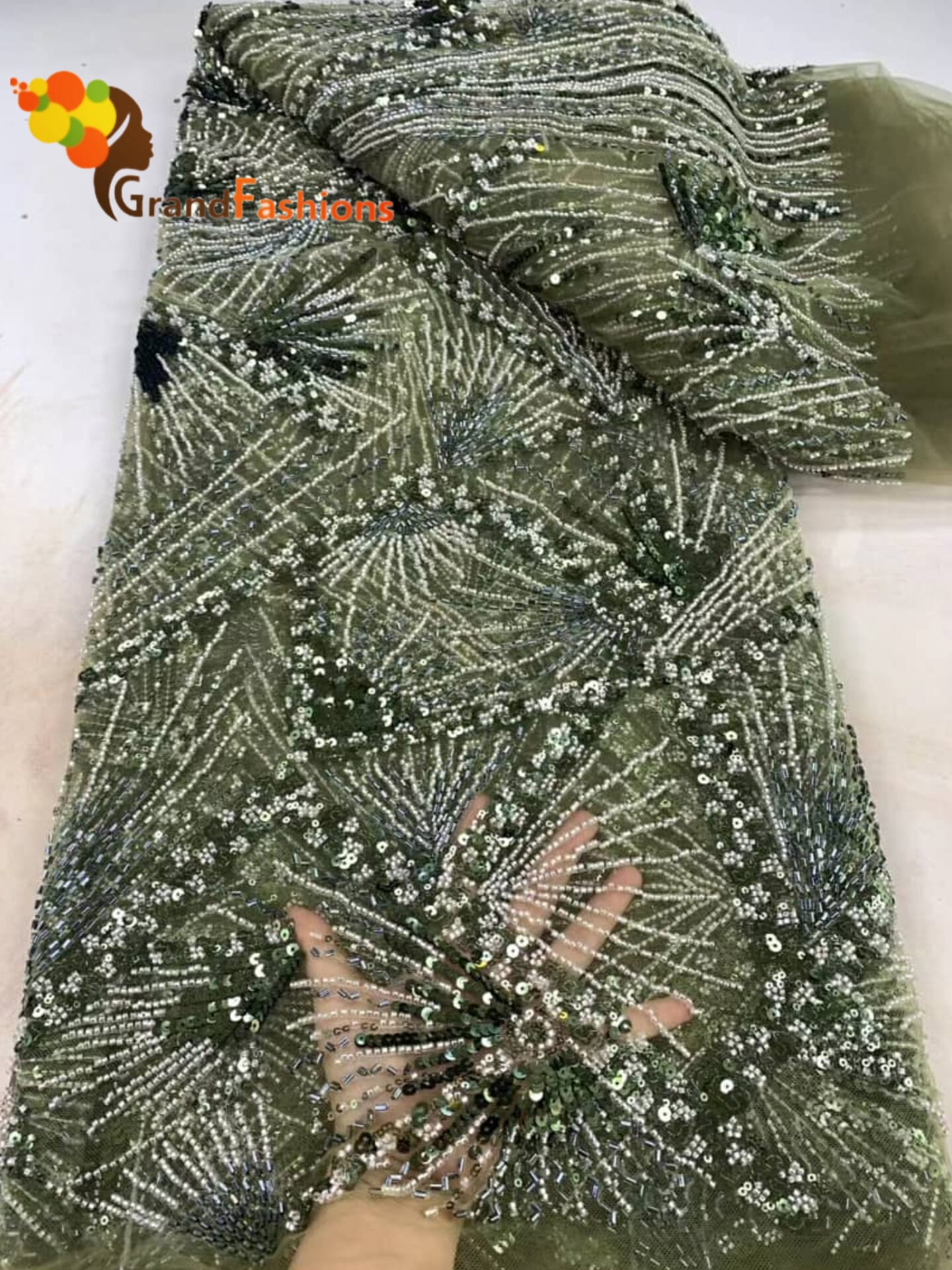 Queen Latris Women's Luxury Beads & Sequins Tulle Lace