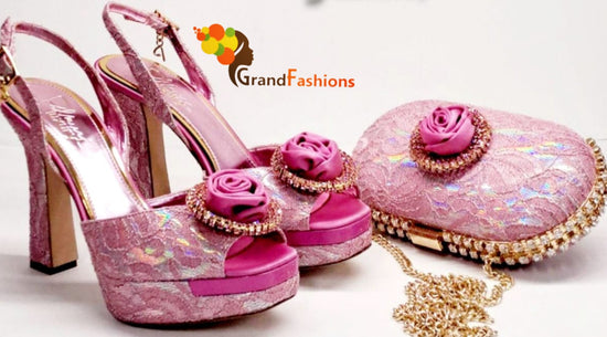 Queen Shola Italian Designer Luxury Shoe with matching purse set