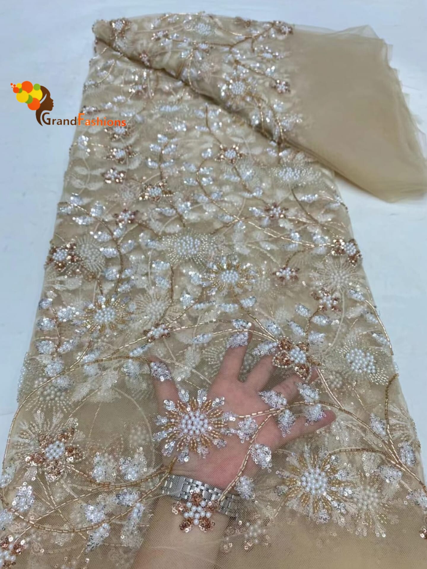 Queen Camyla Women's Luxury Beads & Sequins French Lace