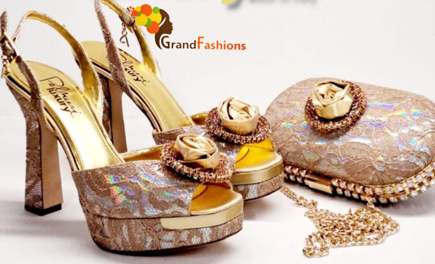 Queen Shola Italian Designer Luxury Shoe with matching purse set