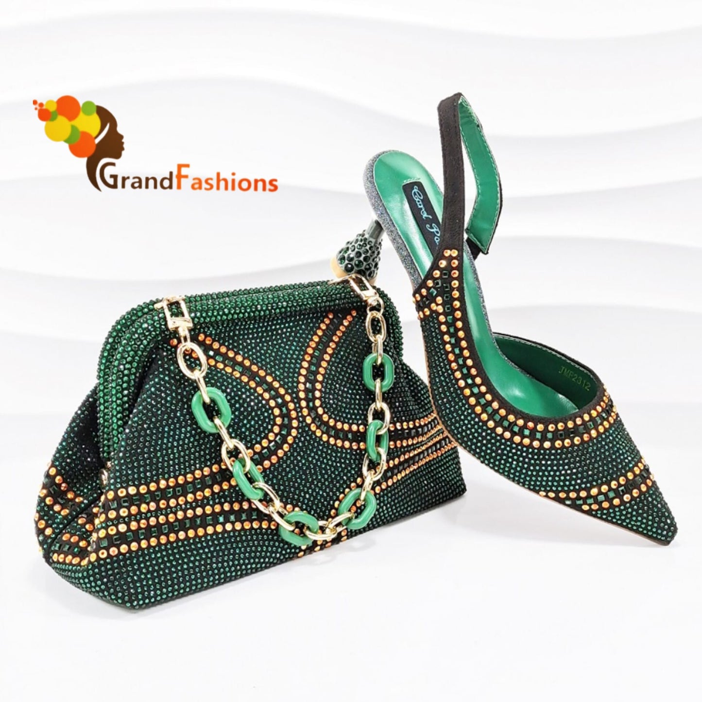 Queen Julia Women's Preminum Shoe & Bag Set with Rhinestone