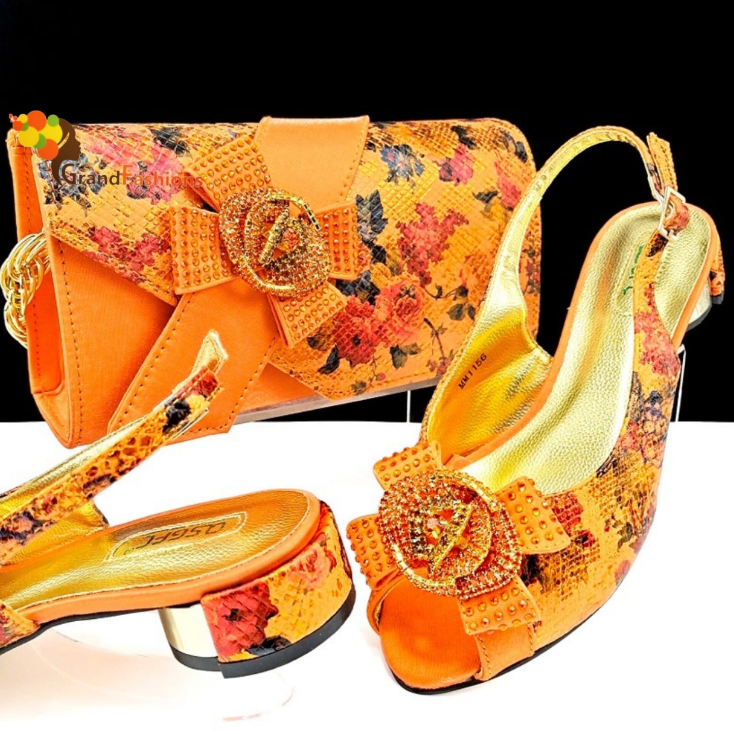 Queen Kesley Women's Preminum Shoe & Bag Set with Rhinestone