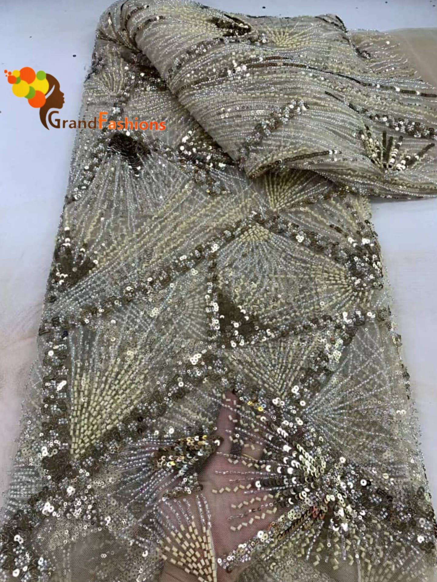 Queen Latris Women's Luxury Beads & Sequins Tulle Lace