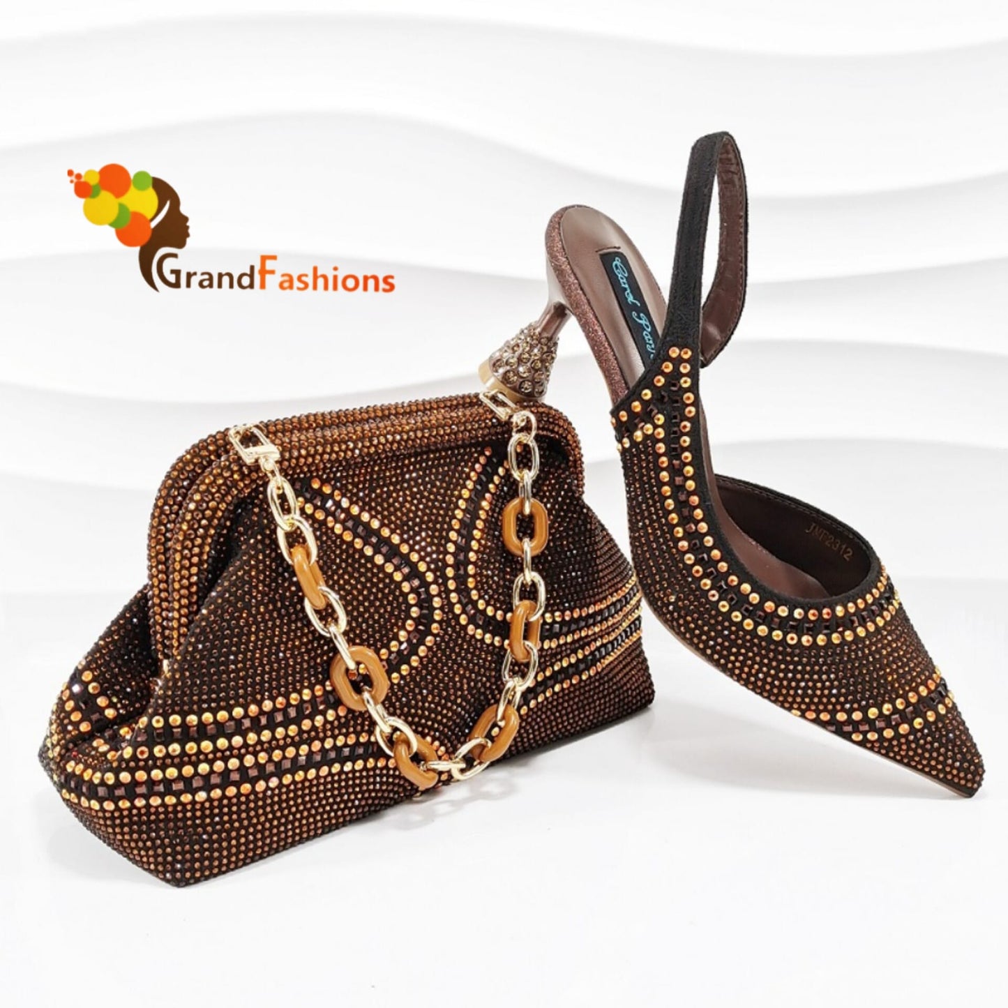 Queen Julia Women's Preminum Shoe & Bag Set with Rhinestone