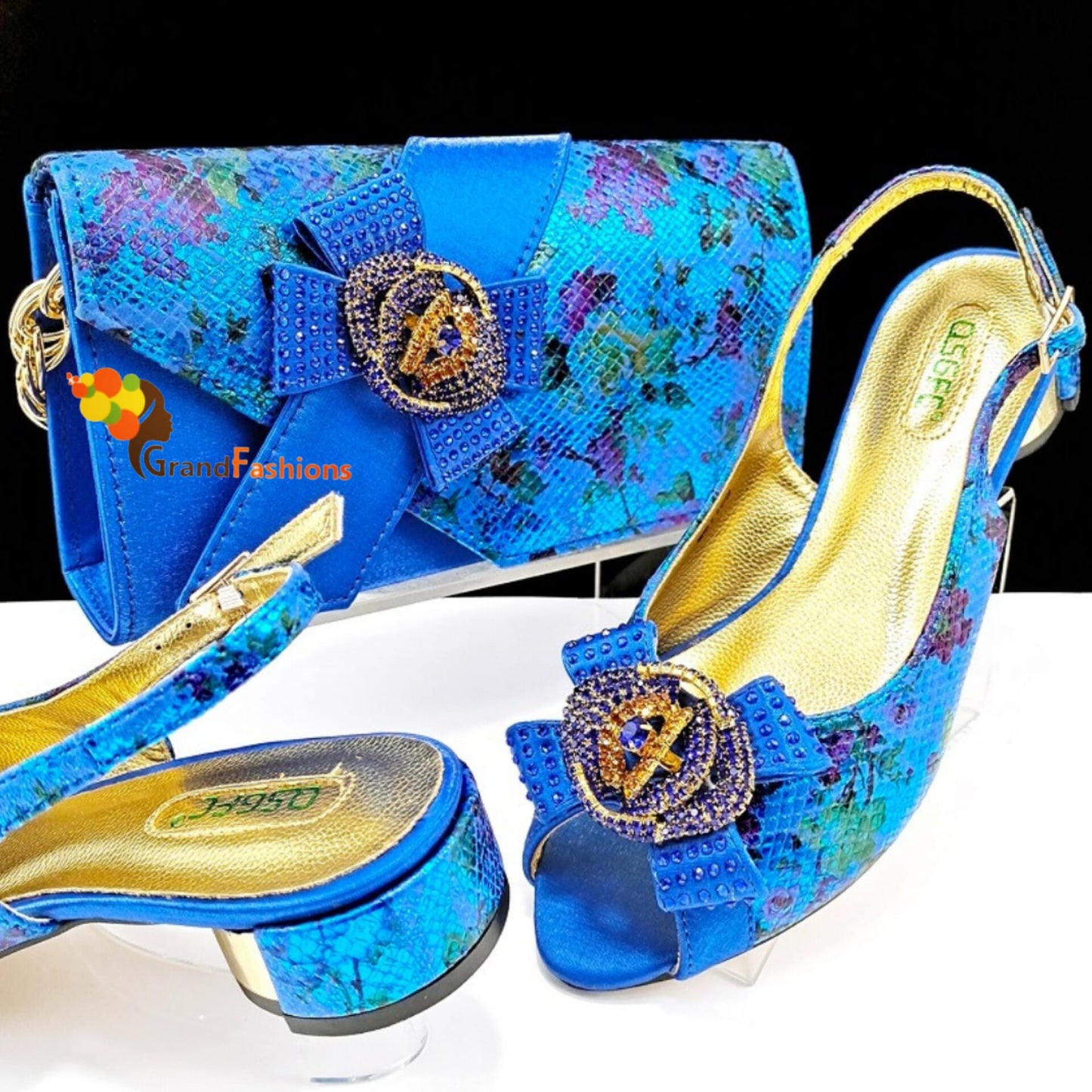 Queen Kesley Women's Preminum Shoe & Bag Set with Rhinestone