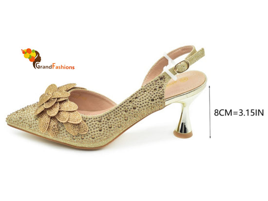 Queen Jasmine Women's Preminum Shoe & Bag Set with Rhinestone.