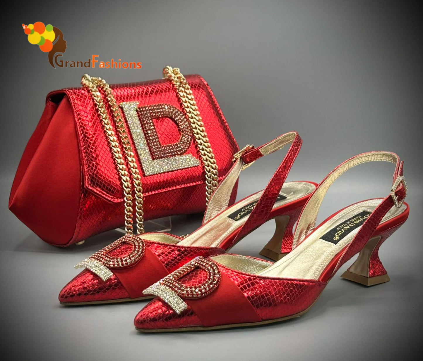 Queen Afola Italian Designer Luxury Shoe with matching purse set