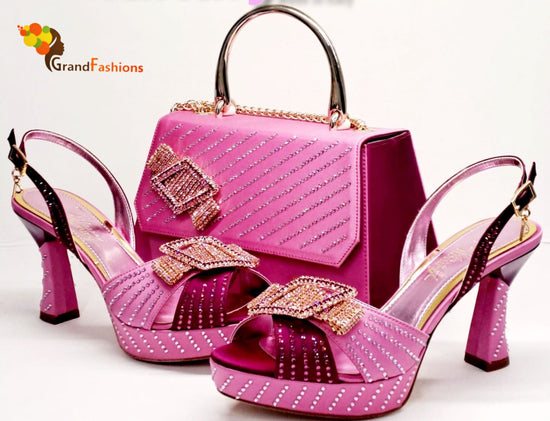 Queen Alayo Italian Designer Luxury Shoe with matching purse set