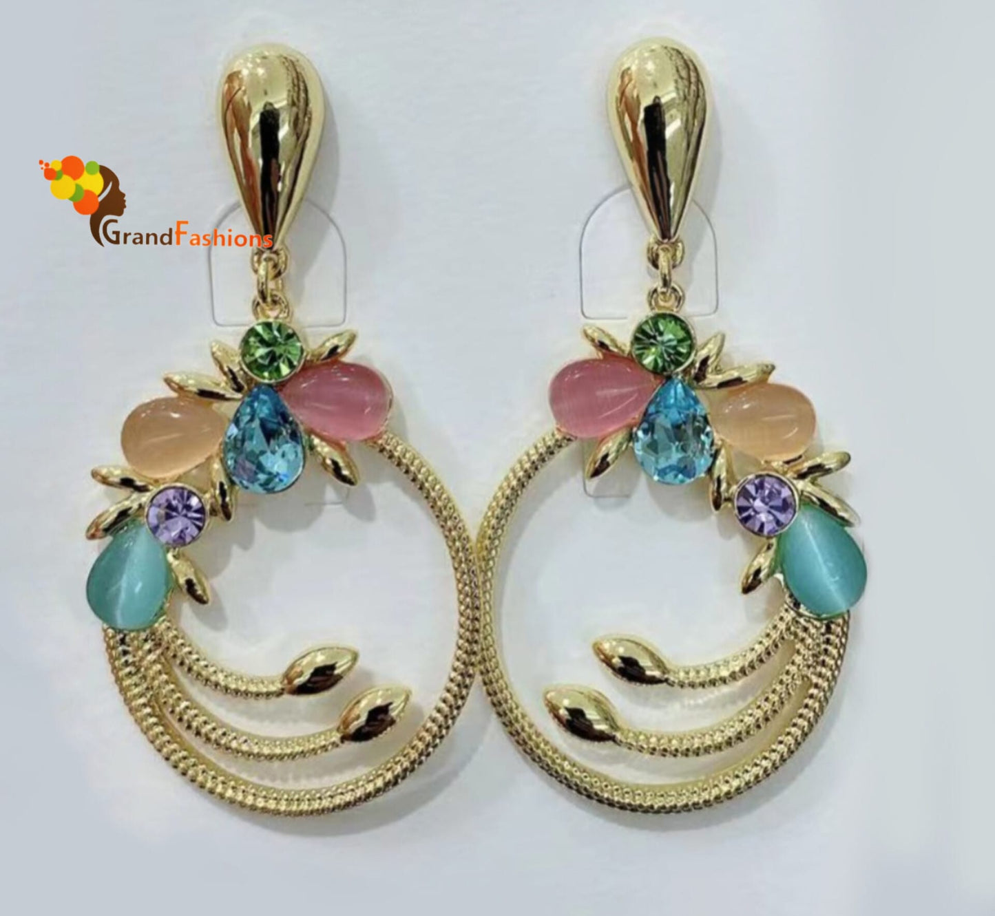 Queen Allure Preminum Gold Earrings with Gemstone