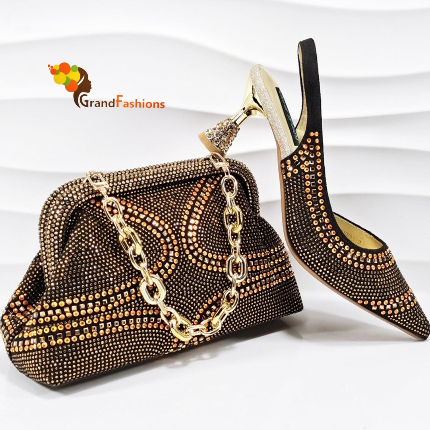 Queen Julia Women's Preminum Shoe & Bag Set with Rhinestone