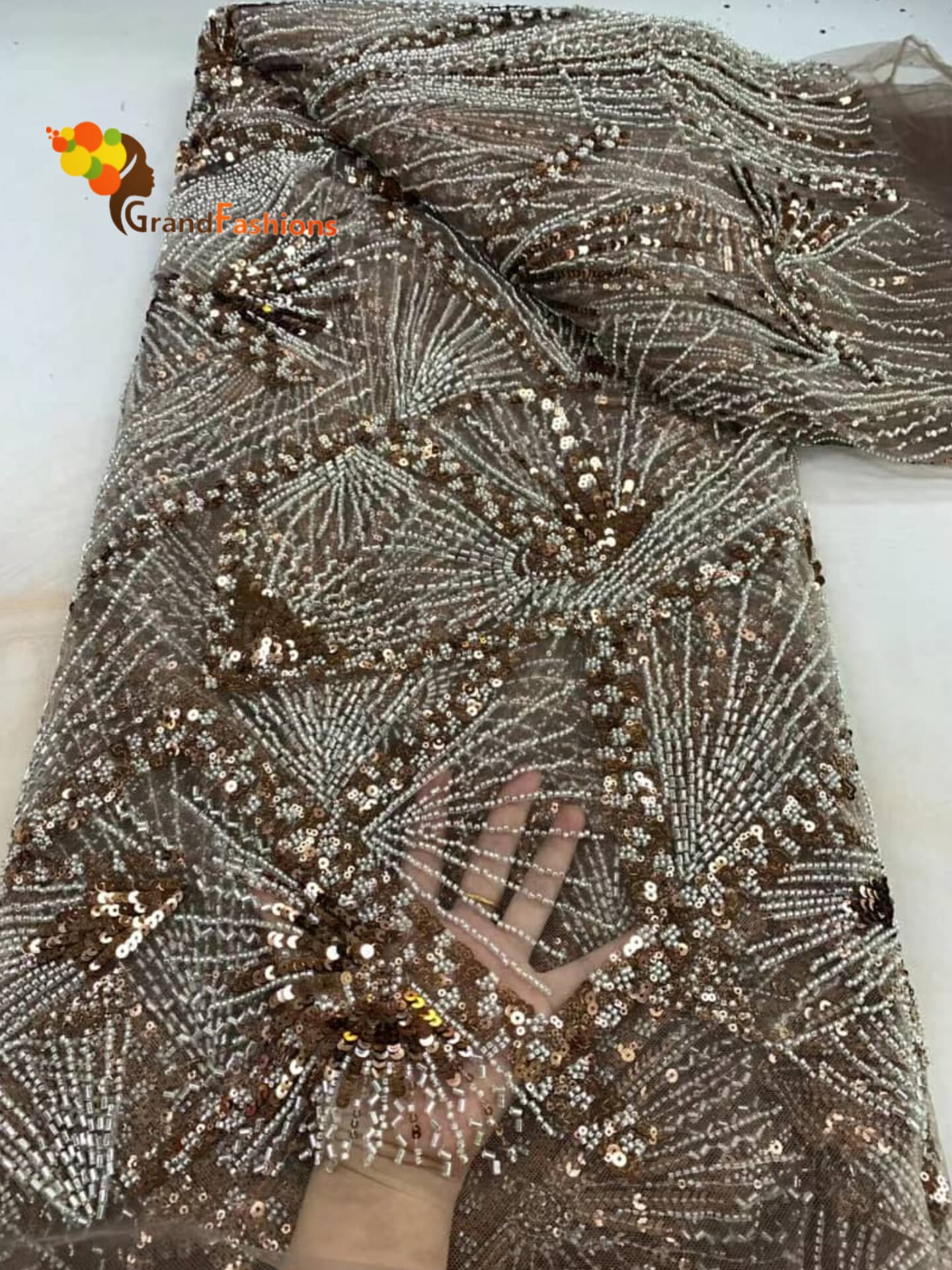 Queen Latris Women's Luxury Beads & Sequins Tulle Lace