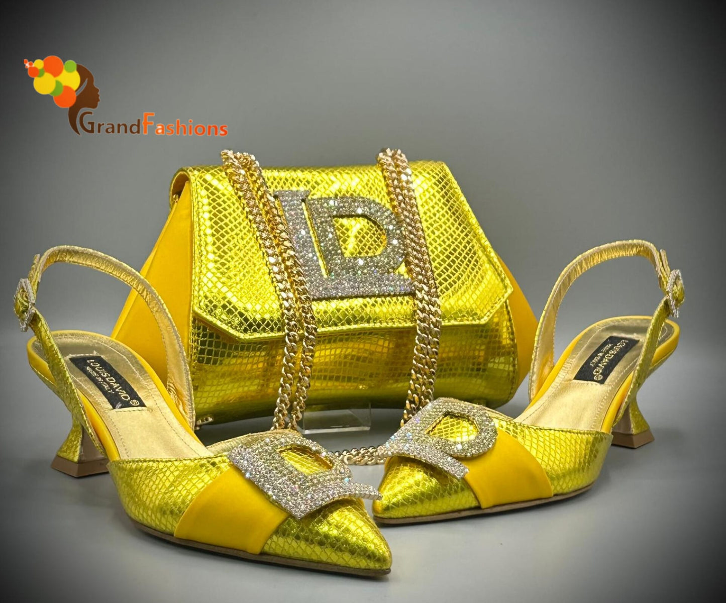 Queen Afola Italian Designer Luxury Shoe with matching purse set