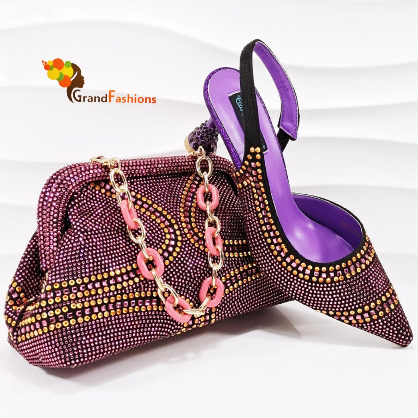Queen Julia Women's Preminum Shoe & Bag Set with Rhinestone